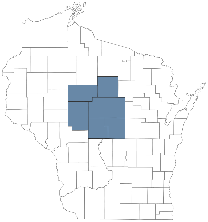 Figure 1. Commuting Zone Example (Wausau, Wisconsin)