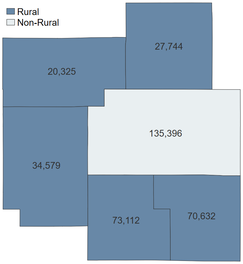 Figure 2. Calculating Commuting Zone Rurality (Wausau, Wisconsin)